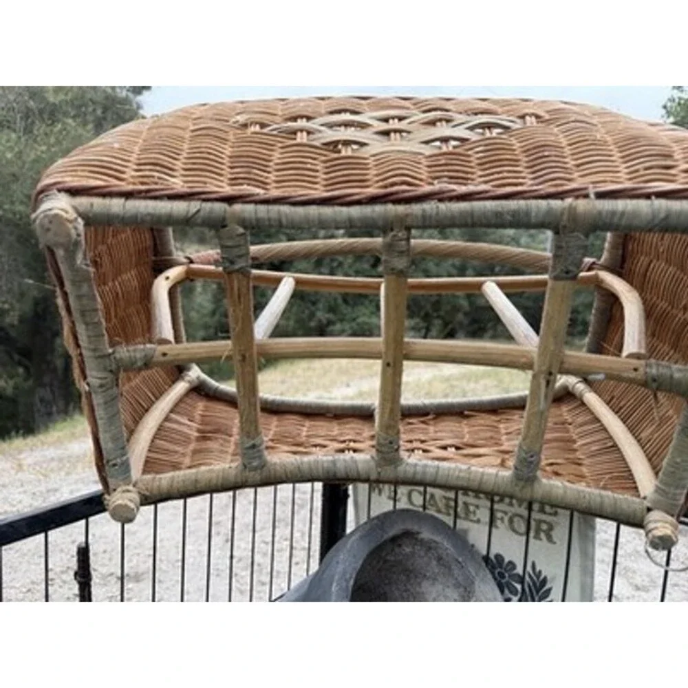 VNTG XL Wicker Magazine/Towel Holder Boho Mid Century Modern MCM 21”L-14”W-18”H
